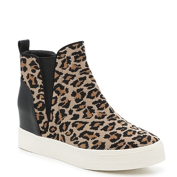 steve madden leopard wedge sneakers